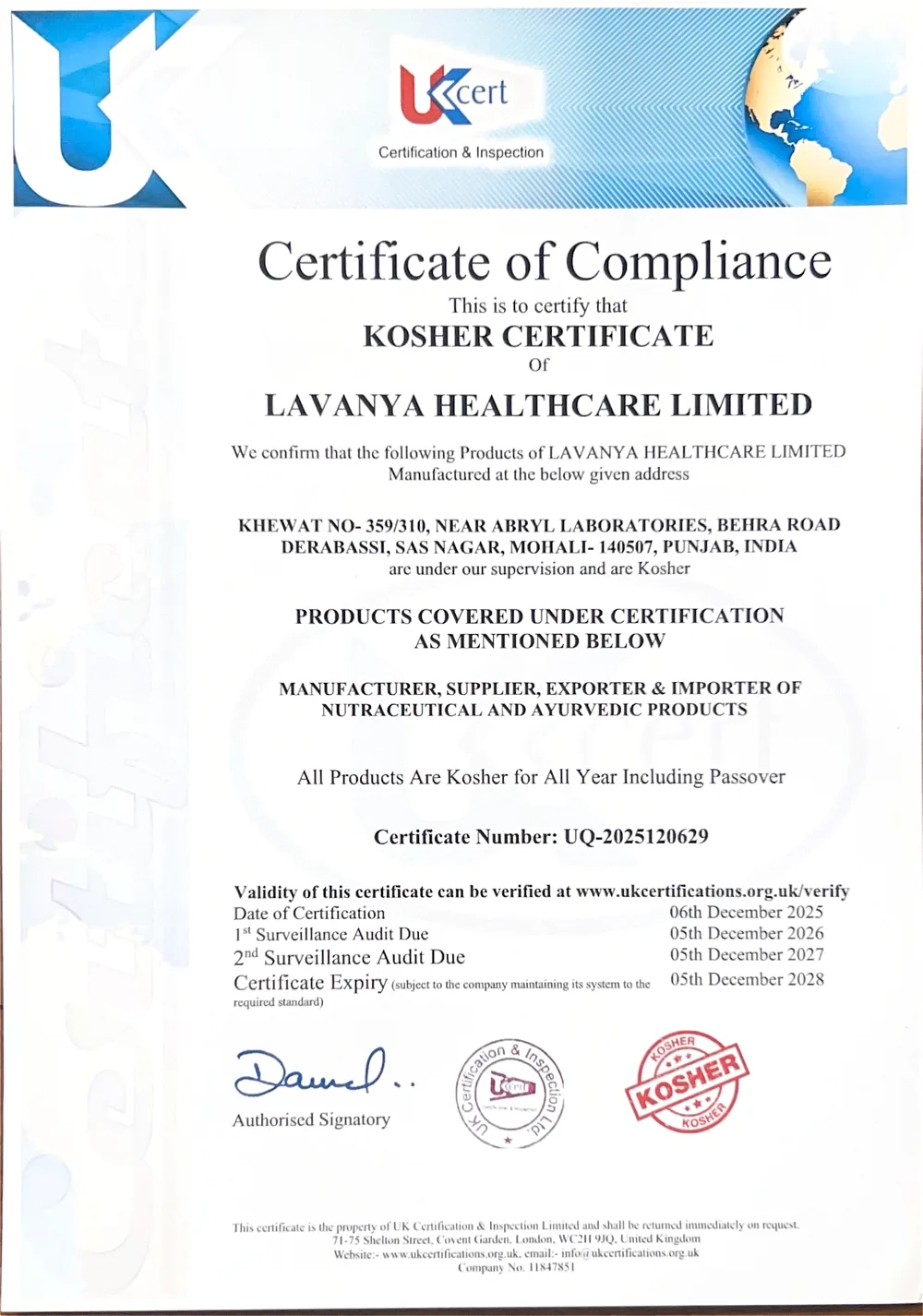 kosher certificate HD Image